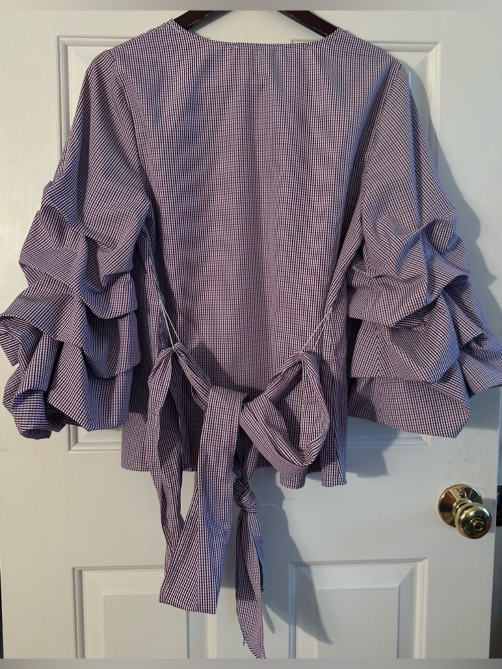 ANTHROPOLOGIE 🔥 Sunday Brooklyn M Boho Romantic Balloon Sleeve Sash Tie Blouse - Picture 9 of 14